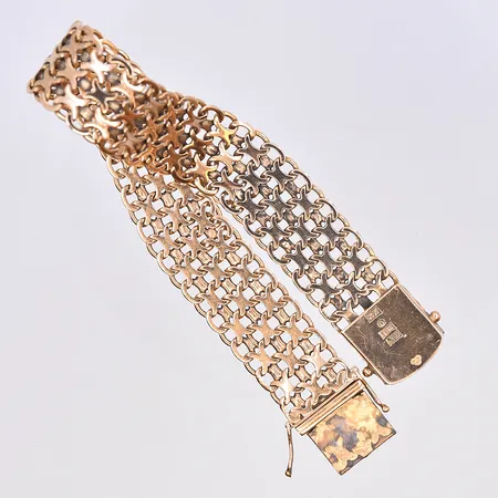 Armband X-länk, längd 19,5 cm, bredd 15 mm, 18K. Vikt: 30 g