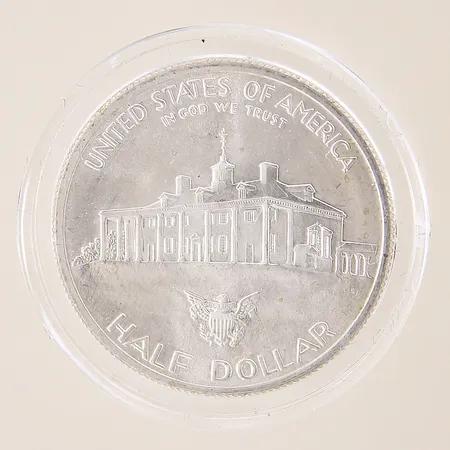 Mynt, George Washington, ½ dollar, Ø30,4mm, United States of America, plastetui, silver 900/1000  Vikt: 12,4 g
