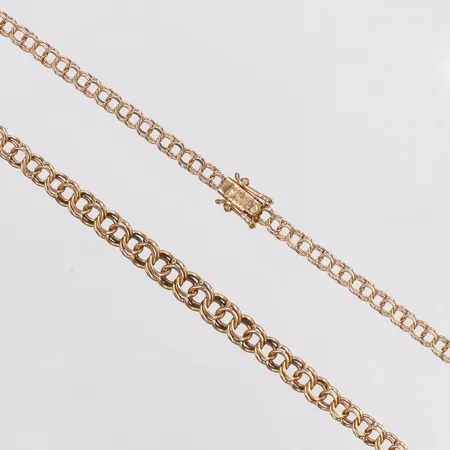 Kedja, doserad Bismarck, längd 42,5cm, bredd3,6-5mm, 18K  Vikt: 10,4 g