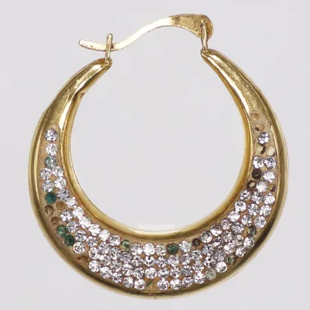 Örhänge, udda, creol, vita stenar, ca Ø22mm, stenar saknas, 18K, bruttovikt 1,6g 