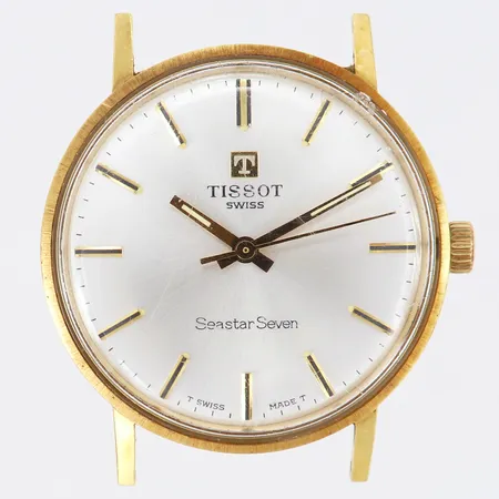 Herrur Tissot Seastar Seven, manuell, 18K, Ø34mm, gravyr, inga tillbehör. 
