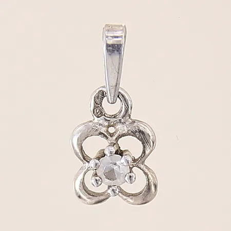 Hänge med vit sten, 14x7mm, silver 925/1000 Vikt: 0,5 g