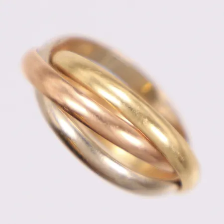 Ring, tricolor, stl 16¾, gulguld/rödguld/vitguld, repor, 18K, inga tillbehör. OBS. Ej märkesdesign.  Vikt: 4,8 g