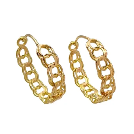 Örhängen Bismarck Creoler, 18K guld, diameter 17 mm, bredd 4 mm, fint skick Vikt: 1,7 g