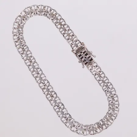 Armband, x-länk med stav18,5cm, bredd: 6mm, 830/1000 silver Vikt: 6 g
