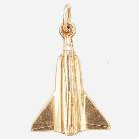 Berlock i form av flygplan, Saab 35 Draken, höjd 20mm,  bredd 14mm, 18K guld Vikt: 0,9 g