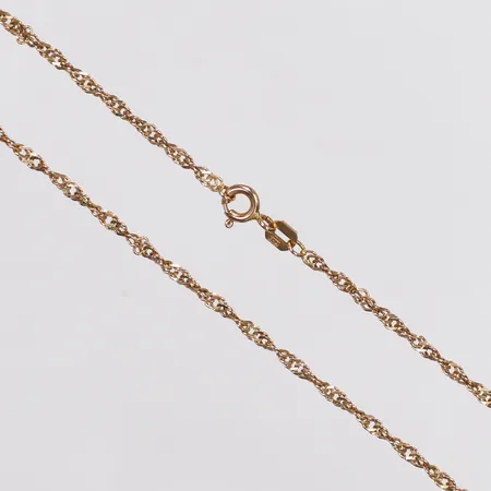 Kedja Singapore, längd ca 42,5cm, bredd 2mm, GHA, 18K Vikt: 3,6 g