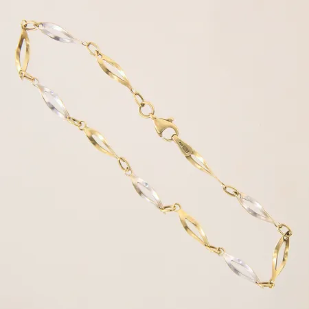 Armband, längd 19,5cm, bredd 3,5mm, tvåfärgat, GHA, 18K Vikt: 2,6 g
