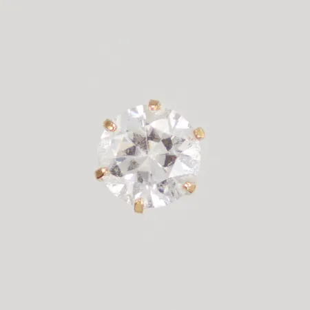 Udda örhänge med vit sten, Ø6,2mm, ostämplad, 18K,  Vikt: 0,6 g