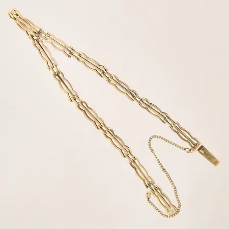 Armband, längd 19cm, bredd 2,2-4,2mm, säkerhetskedja, gravyr, 14K Vikt: 6,8 g