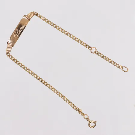 Armband, bricka, 15-17,3cm, bredd 2-5mm, gravyr: Elena, 14K Vikt: 2,1 g
