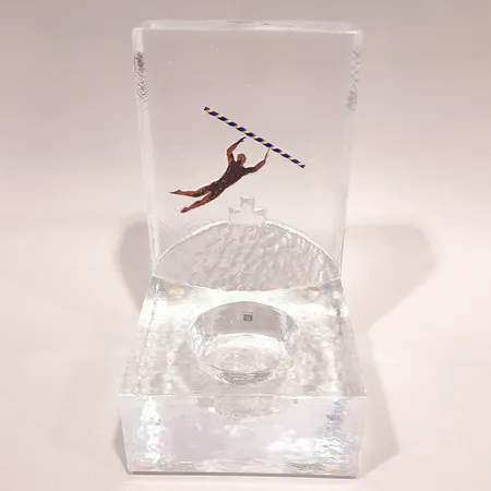 Ljuslykta, Starlight Olympic Sculpture, Bertil Vallien, Kosta Boda, höjd 13,5cm, bredd 8cm, signerad, numrerad