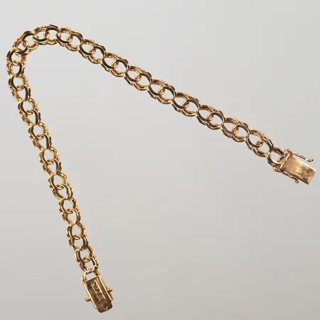 Armband, Bismarck, längd ca 20cm, bredd 6mm, trasig länkdel & sliten vid ett låsfäste 18K, 10,6g Vikt: 10,6 g