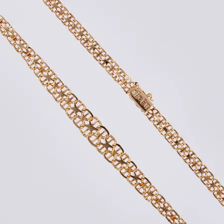 Collier x-länk doserad, längd: ca 46,7cm, bredd: ca 5-9mm, 18K Vikt: 18,3 g