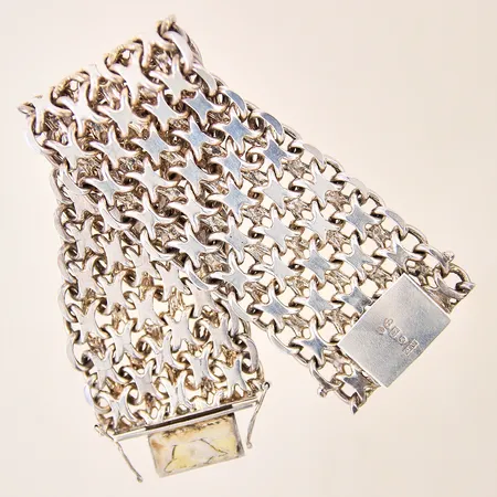 Armband X-länk, längd 18,5cm, bredd 35mm, silver 830/1000 Vikt: 86,4 g