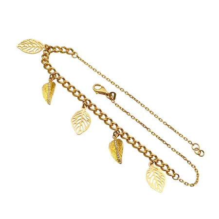 Armband med berlocker, 21K guld, vita stenar, längd 26 cm, bredd 1,3 - 3,7 mm, en sten saknas, för övrigt i fint skick Vikt: 6,2 g