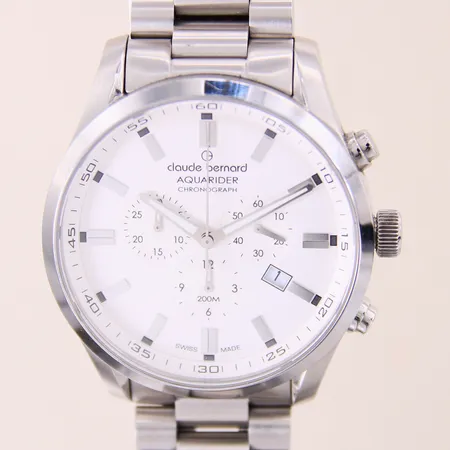 Herrur Claude Bernard Aquarider, stål, quartz, Ø44mm, ref-nr: 10222, serie-nr: 1047773, datum, kronograf, safirglas, extra länkbitar, box. 