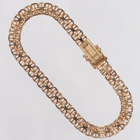 Armband X-länk med stav, längd ca 18,5cm, bredd 6mm, Antar Guld Ab, J, 18K Vikt: 10,5 g