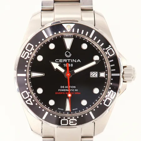 Herrur Certina DS Action Powermatic 80 Divers Watch 300m, stål, automatisk, datum, ref-nr: CO32407 A,serie-nr: EFM U2S V0S, stållänk, repor på glas, repig länk, inga tillbehör. 