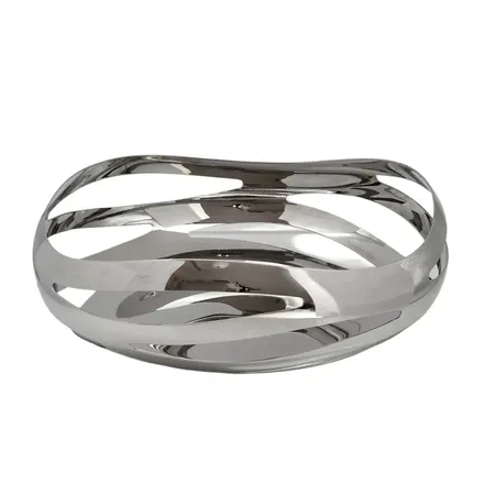 Frukt/Brödkorg, GEORG JENSEN "COBRA", blankpolerat rostfritt stål, design Constantin Wortmann, höjd 7,5 cm, diameter Ø24 cm, märkt i botten GEORG JENSEN DENMARK, fint skick, förefaller sparsamt använd, nypris hos butik Georg Jensen 1099 kr, vikt 520 gram  Skickas med paket.