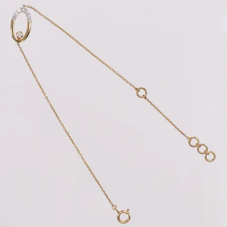 Armband, diamanter 1xca0,03ct+7xca0,01ct, längd 14,5-18,3cm, 14K Vikt: 1,3 g