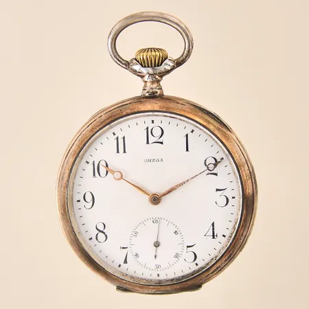 Fickur Omega, boett-nr 1461647, Ø51,4mm, liten sekundvisare, silver 800/1000, bruttovikt 93,7g