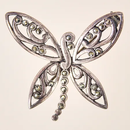 Brosch med markasiter, fjäril, 40x39,5mm, silver 925/1000 Vikt: 7 g