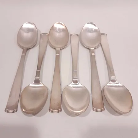 Bordsskedar 6st, modell Rosenholm, längd 18,2cm, GAB, silver 830/1000 Vikt: 239 g