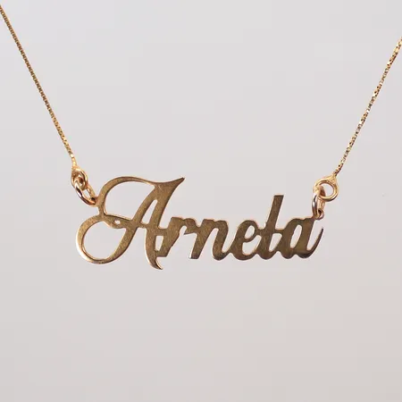 Halsband venezia med namn, 44 cm, bredd 1-15 mm, 18K 4,5g 