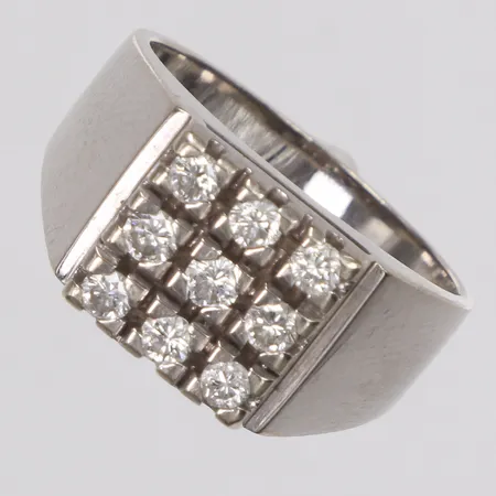 Ring, diamanter ca 0,40ctv, bredd3-10mm, vitguld, stl 17¼, 14K Vikt: 6,2 g
