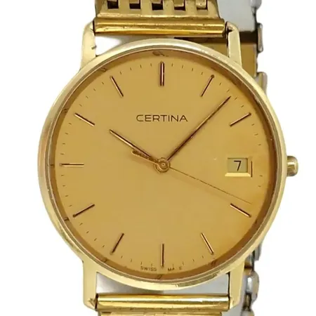 Herrur Certina, 18K guld, Ø33,5 mm, quartz - tickar ej, EOL 158.9289.68, lös krona, fuktskadad urtavla, universallänk i stål, bruksmärken,  Vikt: 0 g