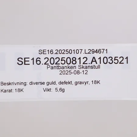 diverse guld, defekt, gravyr, 18K Vikt: 5,6 g