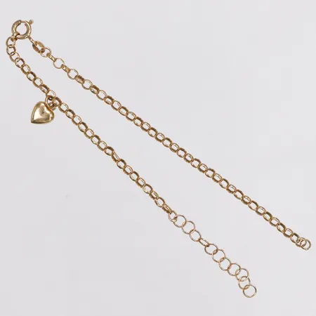 Armband, hjärta berlock, längd 18,5cm, defekt, 18K Vikt: 1,5 g