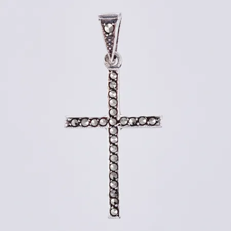 Hänge kors med Markasiter, längd ca 3cm, bredd ca 1-15mm, silver 925/1000 Vikt: 1 g