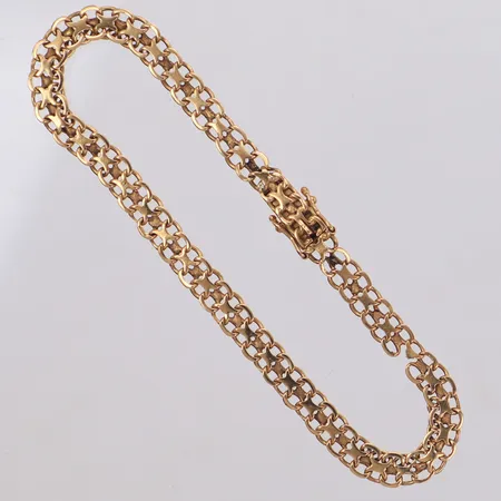 Armband x-länk, längd 19cm, bredd 5mm, defekt i länk, 18K Vikt: 6,2 g
