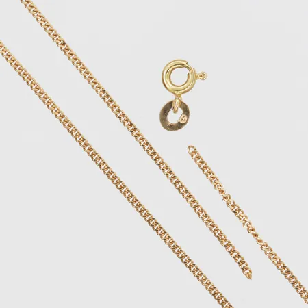 Kedja, Pansar, längd: 34 cm, bredd: 1,5 mm, defekt/av, 18K guld. Vikt: 2,5 g