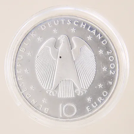 Mynt, Bundesrepublik Deutschland, 2002, 10 euro, Ø32,5mm, plastetui, silver 925/1000 Vikt: 18 g