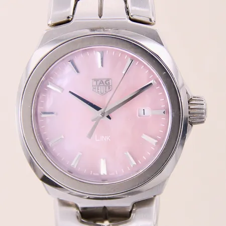 Damur Tag Heuer, Link Lady, stål, Ø32mm, quartz, ref-nr: WBC1317-0, serie-nr: RTV4215, datum, safirglas, pärlemourtavla, originallänk i stål, manual, garantikort ej ifyllt, box, ytterkartong