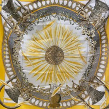 Scarf, Hermès, "Amours", Annie Faivre 1998, siden, 90x90cm.