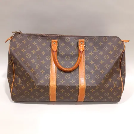 Väska Louis Vuitton, Keepall 45, monogram canvas, mått 45x25x20cm, datumkod: VI873, 1987, beslag med färgbortfall, slitage på läderdetaljer, inga tillbehör 