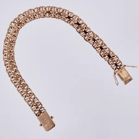 Armband X-länk med stav, längd ca 19cm, bredd ca 8mm, Brofod Aktiebolaget år 1962, 18K  Vikt: 19,5 g