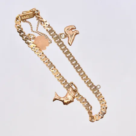 Armband Pansar med berlocker, längd 19 cm, bredd 5 mm, 18K. Vikt: 13 g
