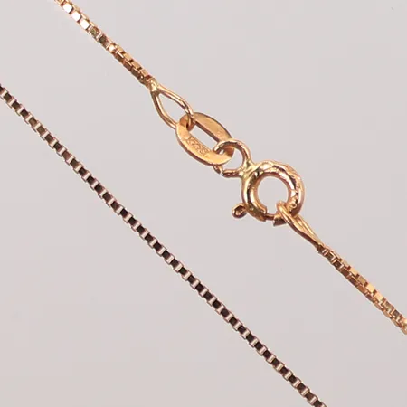 Halskedja venezia, 38cm, bredd 1mm, defekta länkdelar, trasigt lås, 18K 2,4g Vikt: 2,4 g