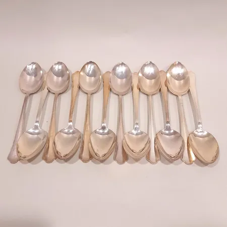 Bordsskedar 12st, modell Chippendale, längd 18,2cm, GAB, silver 830/1000 Vikt: 417 g