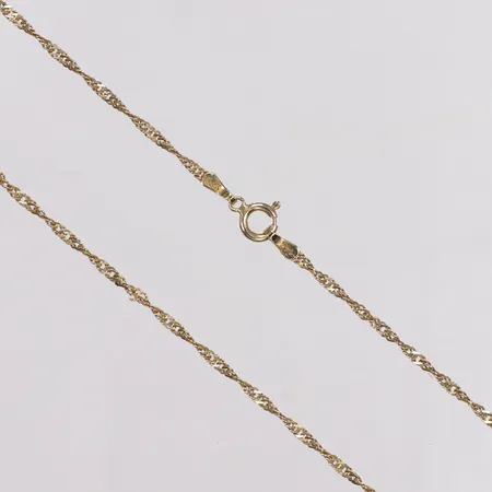 Kedja, Singapore, längd 50,5cm, bredd 1,5mm, defekt länk, 14K Vikt: 2,7 g