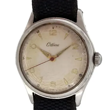 Vintage herrur Certina, stål, Ø33,5 mm, manuell - fullt fungerande, boettnummer 1784878, natoband, bruksmärken, plexi - slitage, 