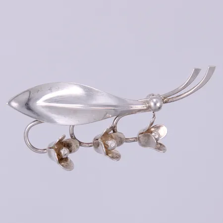 Brosch, längd: ca 5cm, bredd: ca 3-21mm, Hans Siersbol Denmark, 830/1000 silver Vikt: 5,7 g