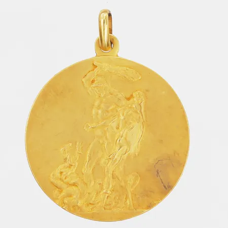 Medalj/hänge, från italienska läkarförbundet, Ø32mm, personlig gravyr, 18K guld Vikt: 20,7 g