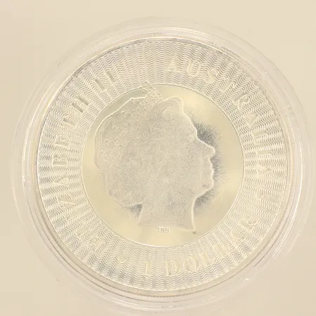 Mynt, Elizabeth II, Ø40mm, 1dollars, Australia, Kangaroo, 2017, 999/1000 silver, plastetui Vikt: 31,3 g