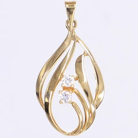 Hänge med vita stenar, 28x13mm, 18K Vikt: 1,4 g